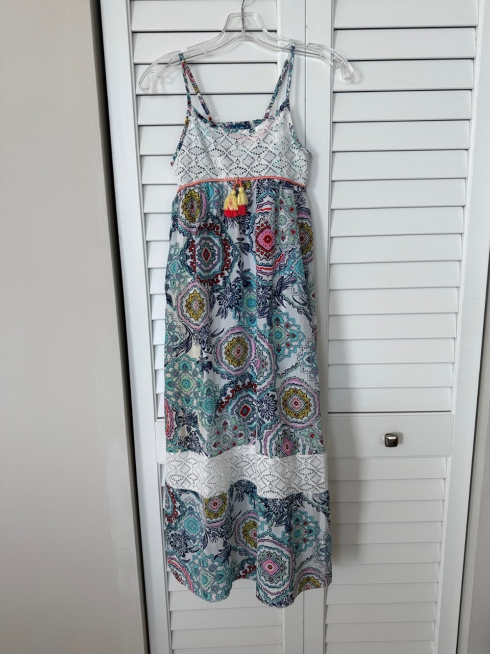 Truly Me Floral Crochet Sundress in Teal, Pink, Navy